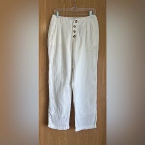 L*Space | SZ Small | Cotton Lounge Pants White Beach Pool Cover Up Straight Leg